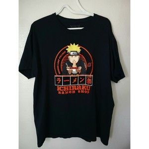 NARUTO "ICHIRAKU" RAMEN SHOP Men's T-shirt (XL) Hidden Leaf Village Black ANIME